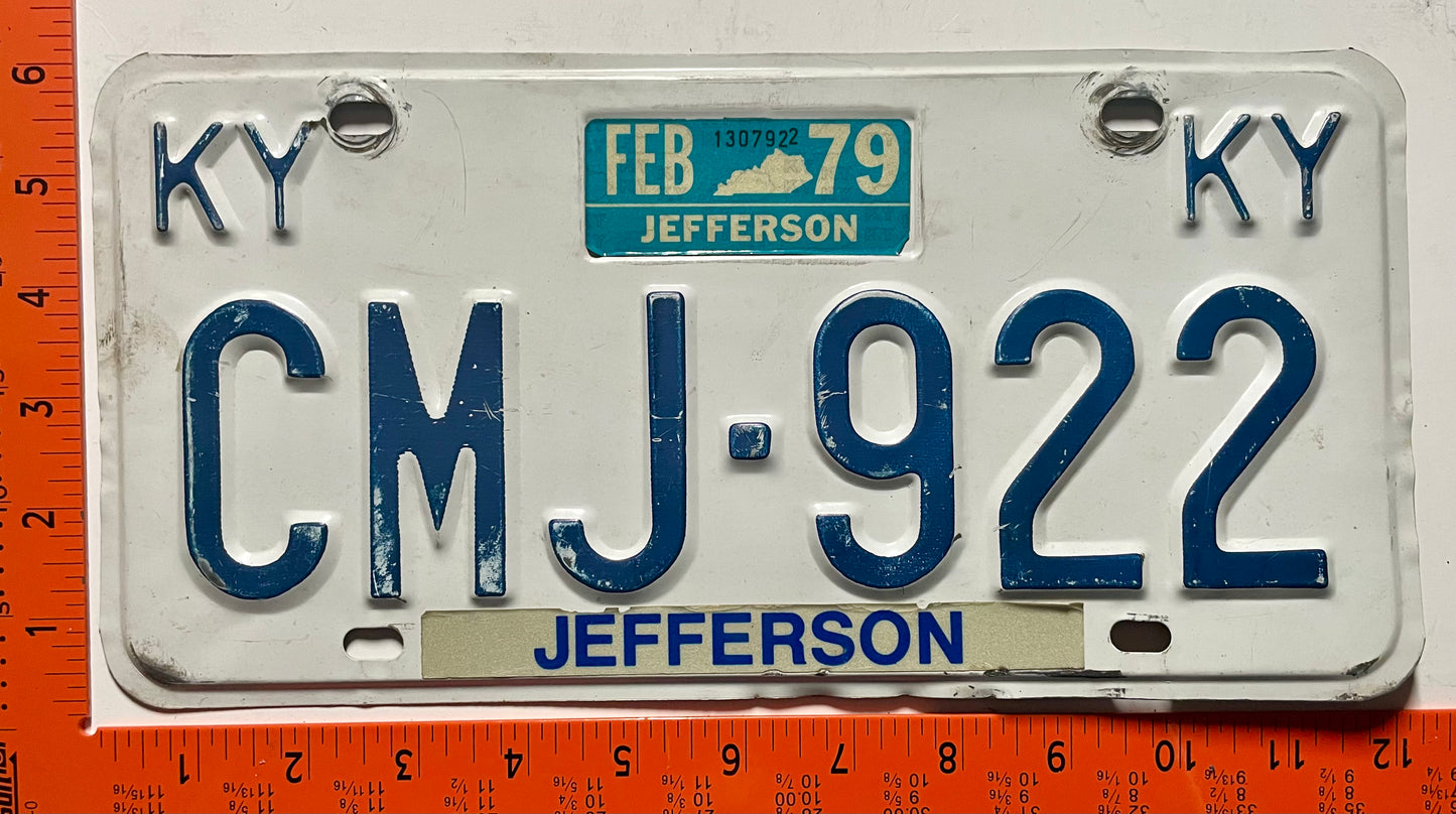 1979 Kentucky #CMJ-922 Passenger License Plate