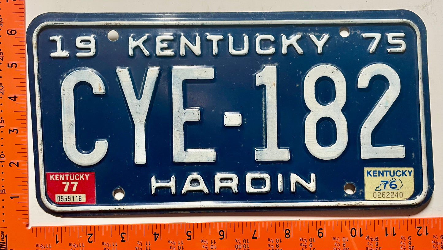 1976/1977 Kentucky #CYE-182 Passenger License Plate