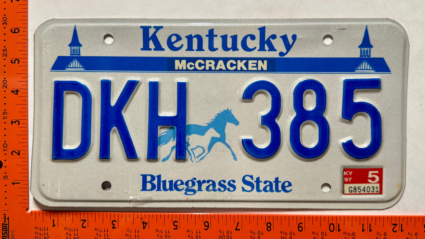1997 Kentucky #DKH 385 Passenger License Plate