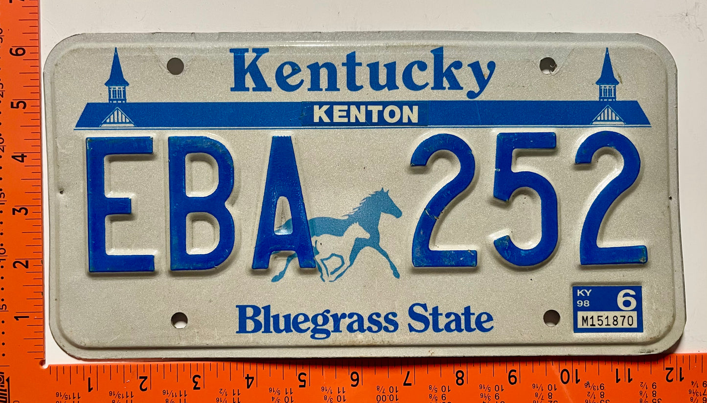 1998 Kentucky #EBA 252 Passenger License Plate