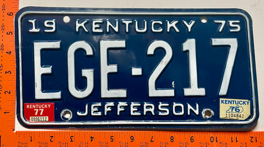 1976/1977 Kentucky #EGE-217 Passenger License Plate