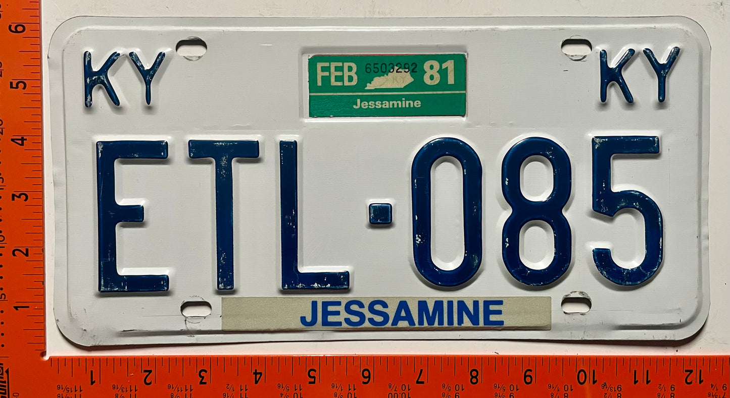 1981 Kentucky #ETL-085 Passenger License Plate