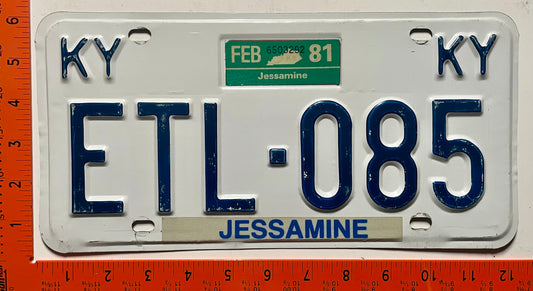 1981 Kentucky #ETL-085 Passenger License Plate