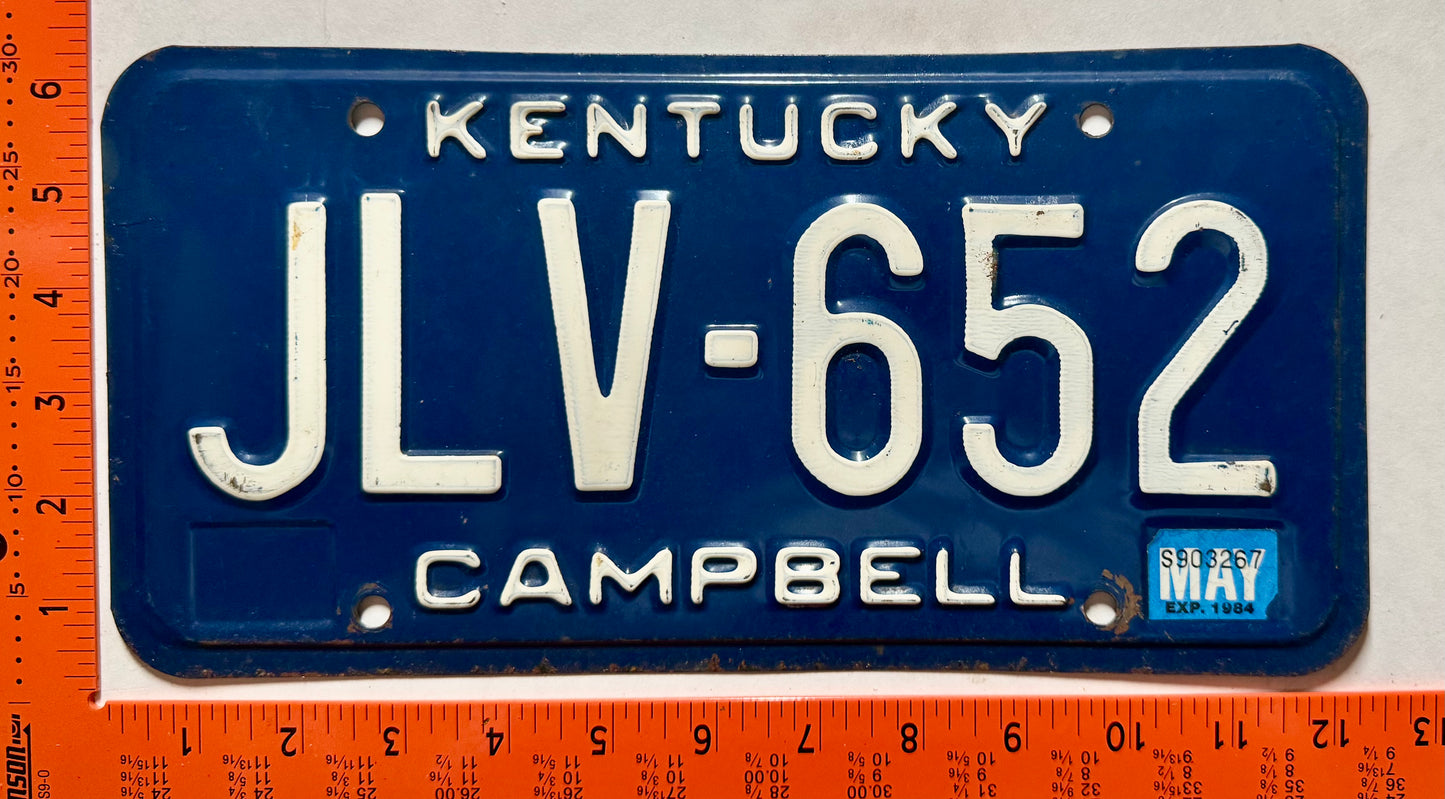 1984 Kentucky #JLV-652 Passenger License Plate