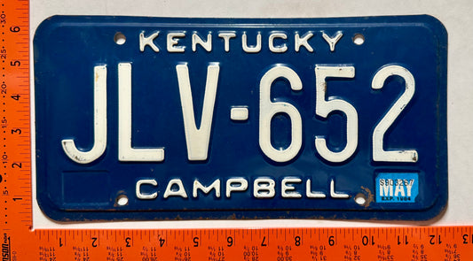 1984 Kentucky #JLV-652 Passenger License Plate