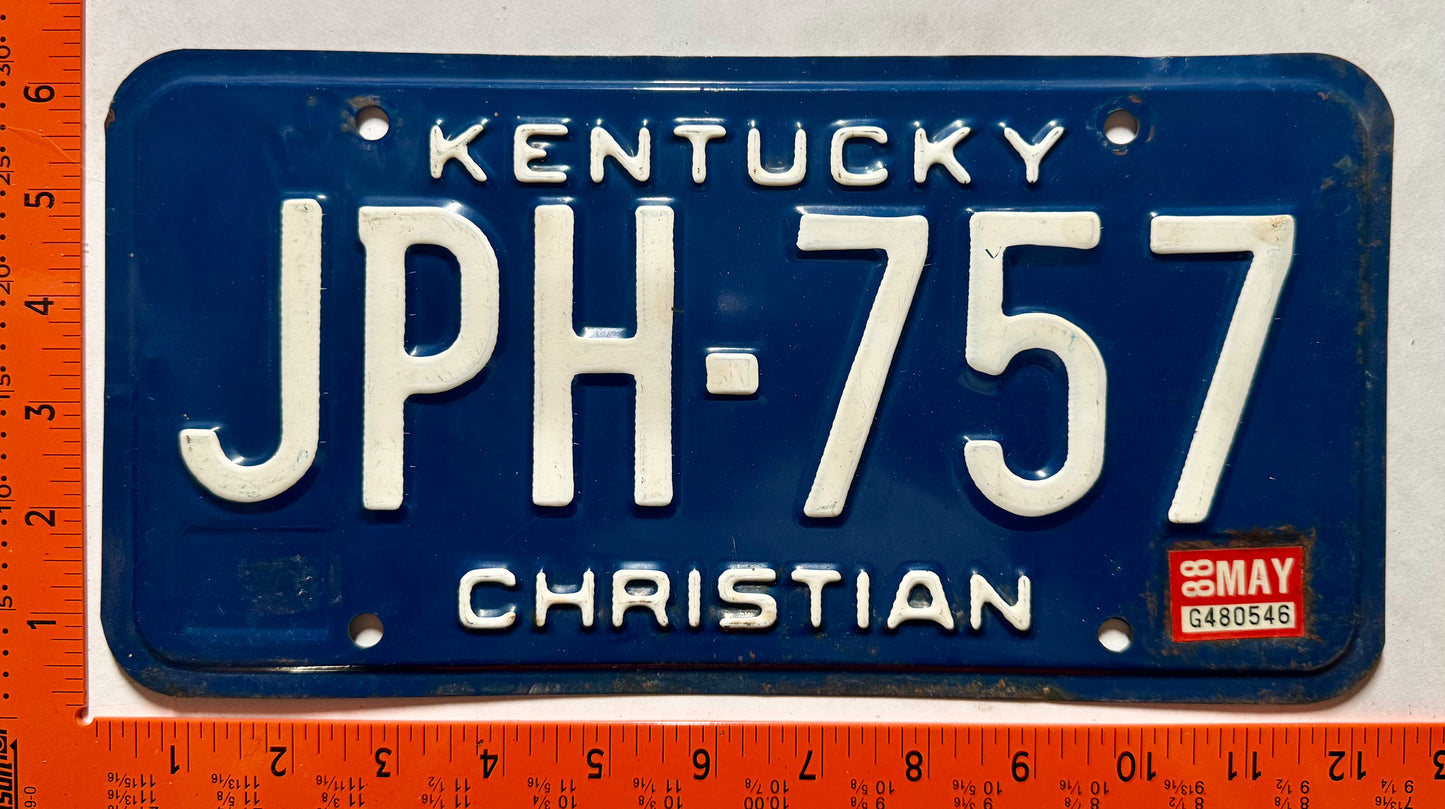 1988 Kentucky #JPH-757 Passenger License Plate