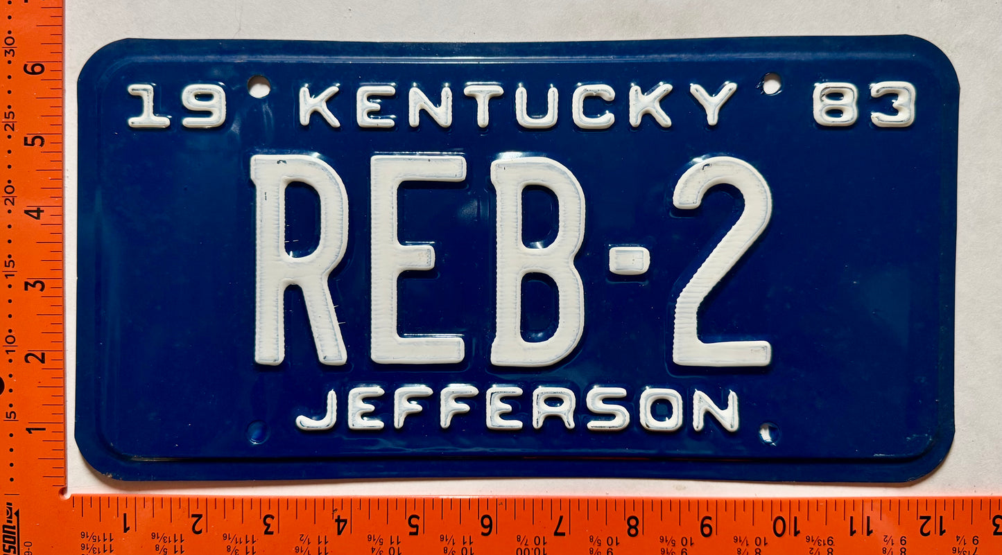 1983 Kentucky #REB-2 Passenger Vanity License Plate