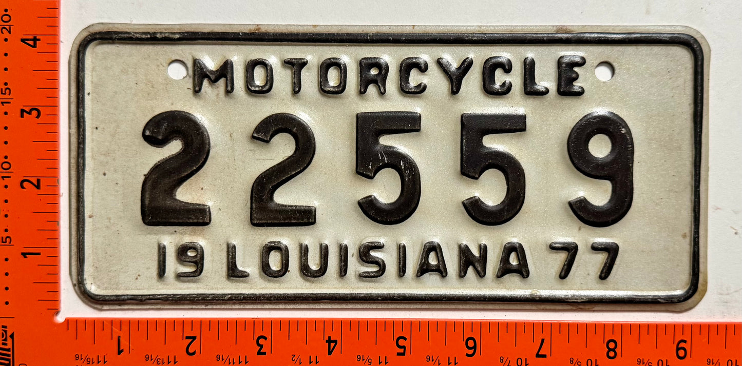 1977 Louisiana #22559 Motorcycle License Plate