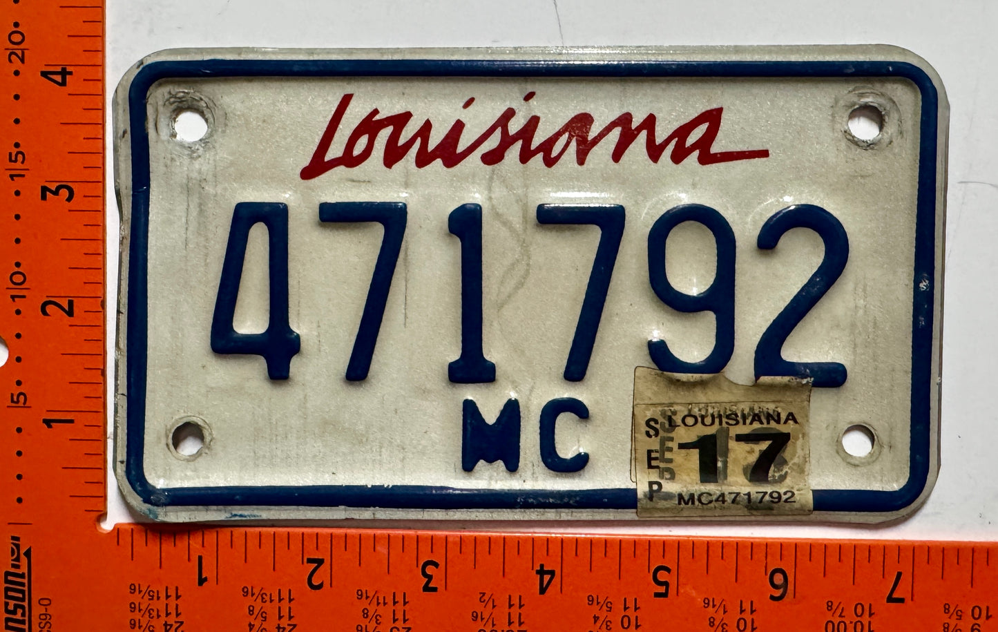 2017 Louisiana #471792 Motorcycle License Plate