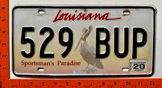 2020 Louisiana #529 BUP Passenger License Plate
