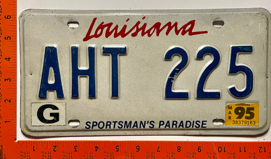 1995 Louisiana #AHT 225 Passenger License Plate