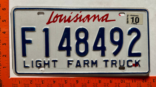 2010 Louisiana #F148492 Light Farm Truck License Plate