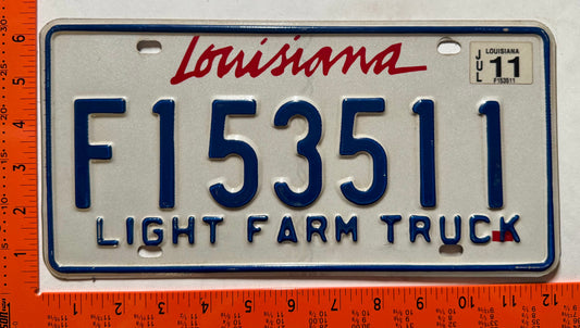 2011 Louisiana #F153511 Light Farm Truck License Plate