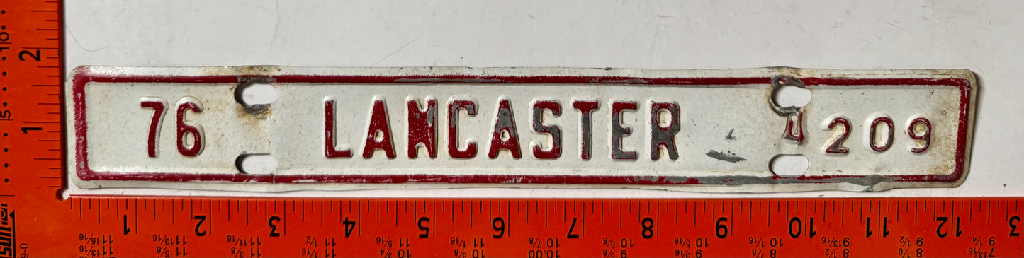 1976 Lancaster, Virginia #4209 License Plate