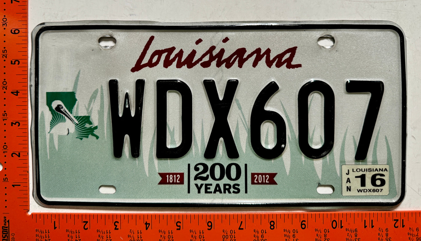 2016 Louisiana #WDX607 Passenger License Plate