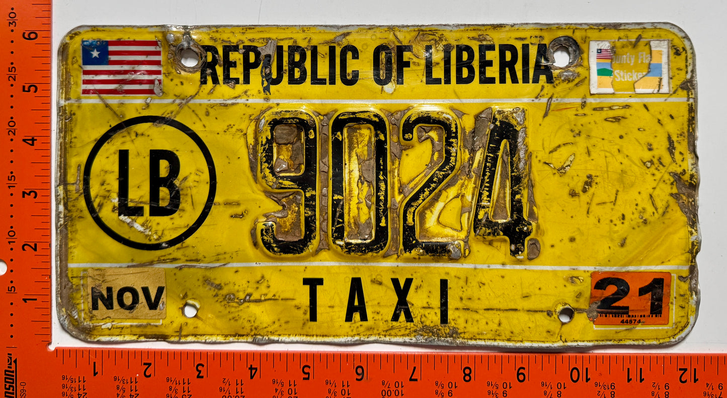 2021 Liberia #9024 Taxi License Plate