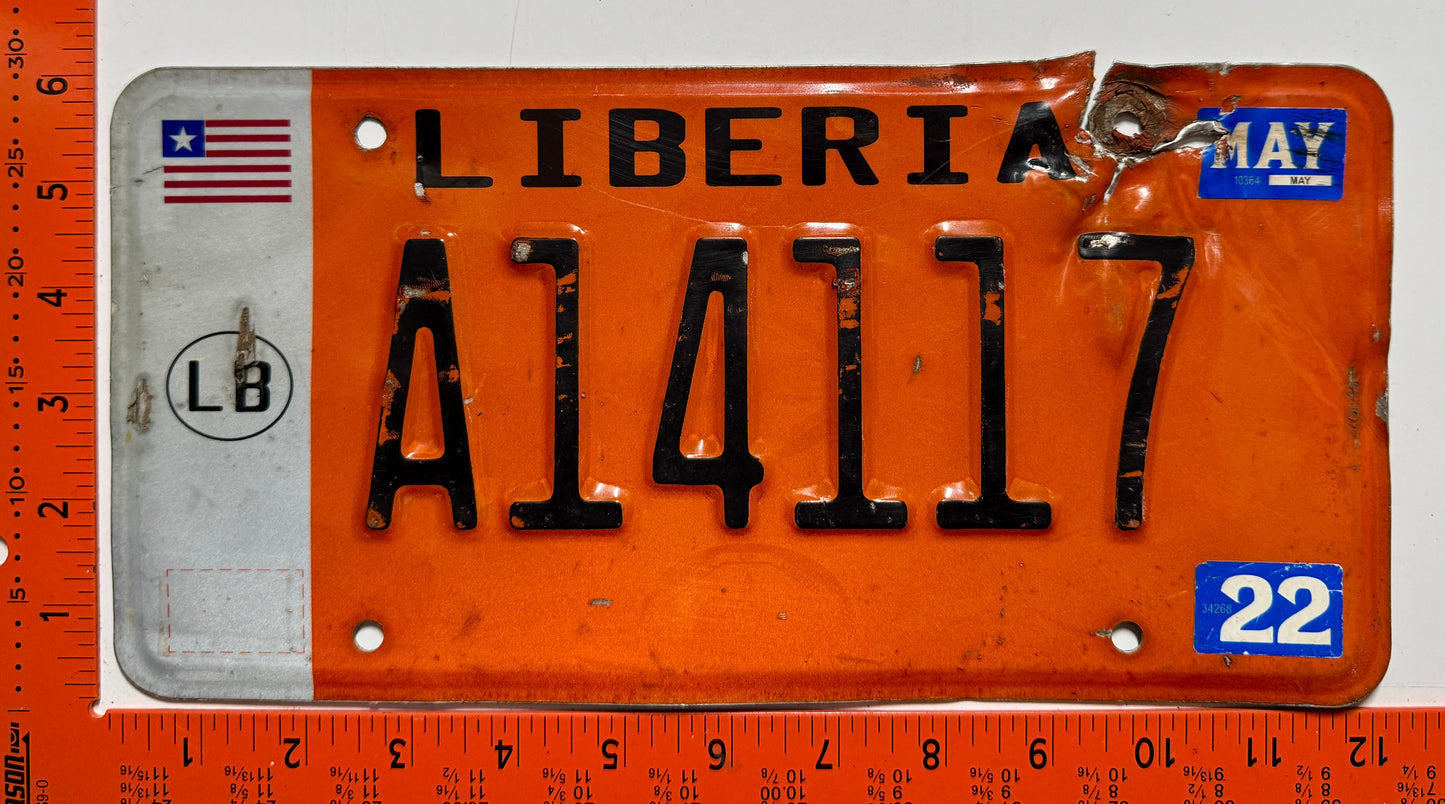 2022 Liberia #A14117 Passenger License Plate