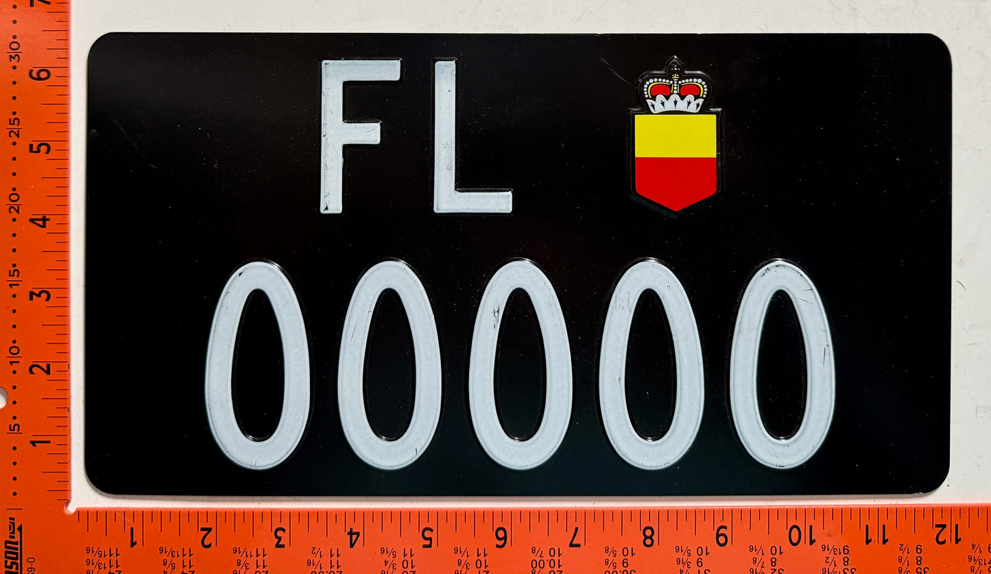 undated Liechtenstein #FL/00000 Sample License Plate