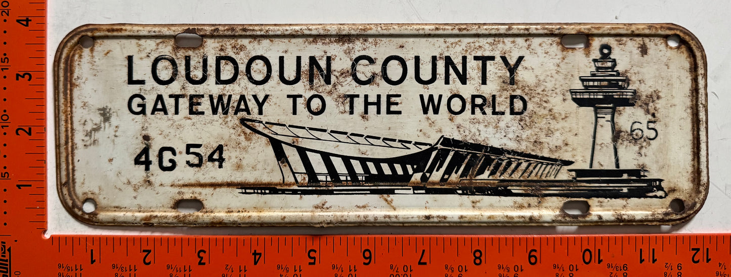 1965 Loudoun County Virginia #4054 Passenger License Plate
