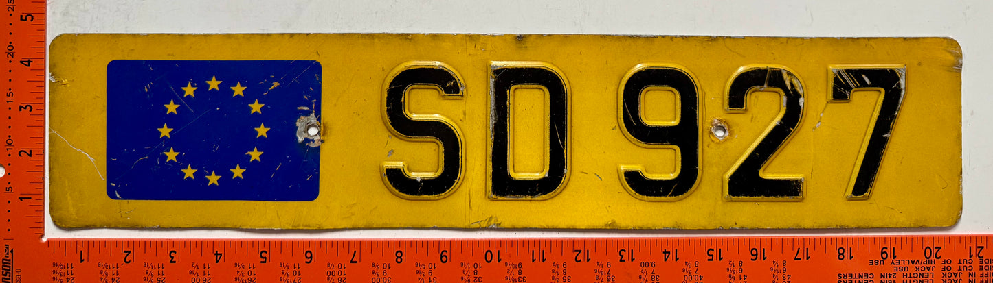 1988 series Luxembourg #SD 927 Passenger License Plate