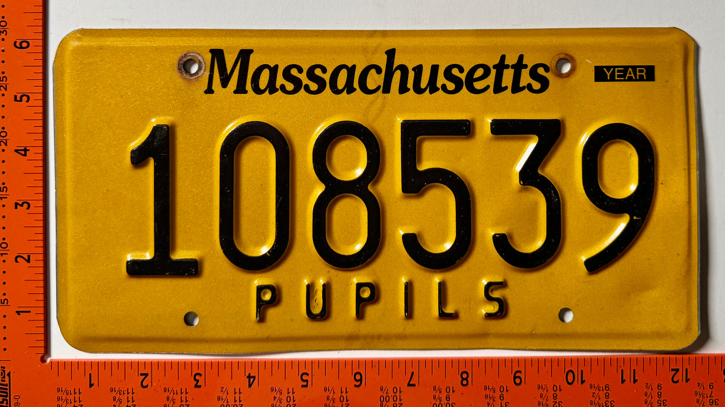 undated Massachusetts #108539 Pupils License Plate