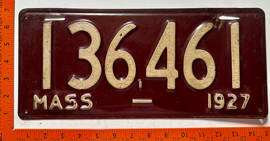 1927 Massachusetts #136,461 Passenger License Plate