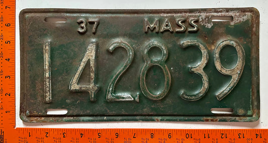 1937 Massachusetts #142,839 Passenger License Plate