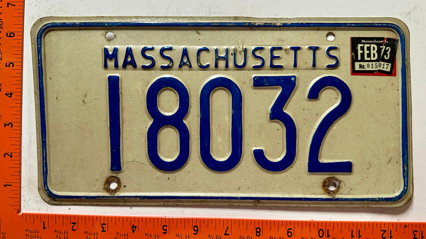 1973 Massachusetts #18032 Passenger License Plate