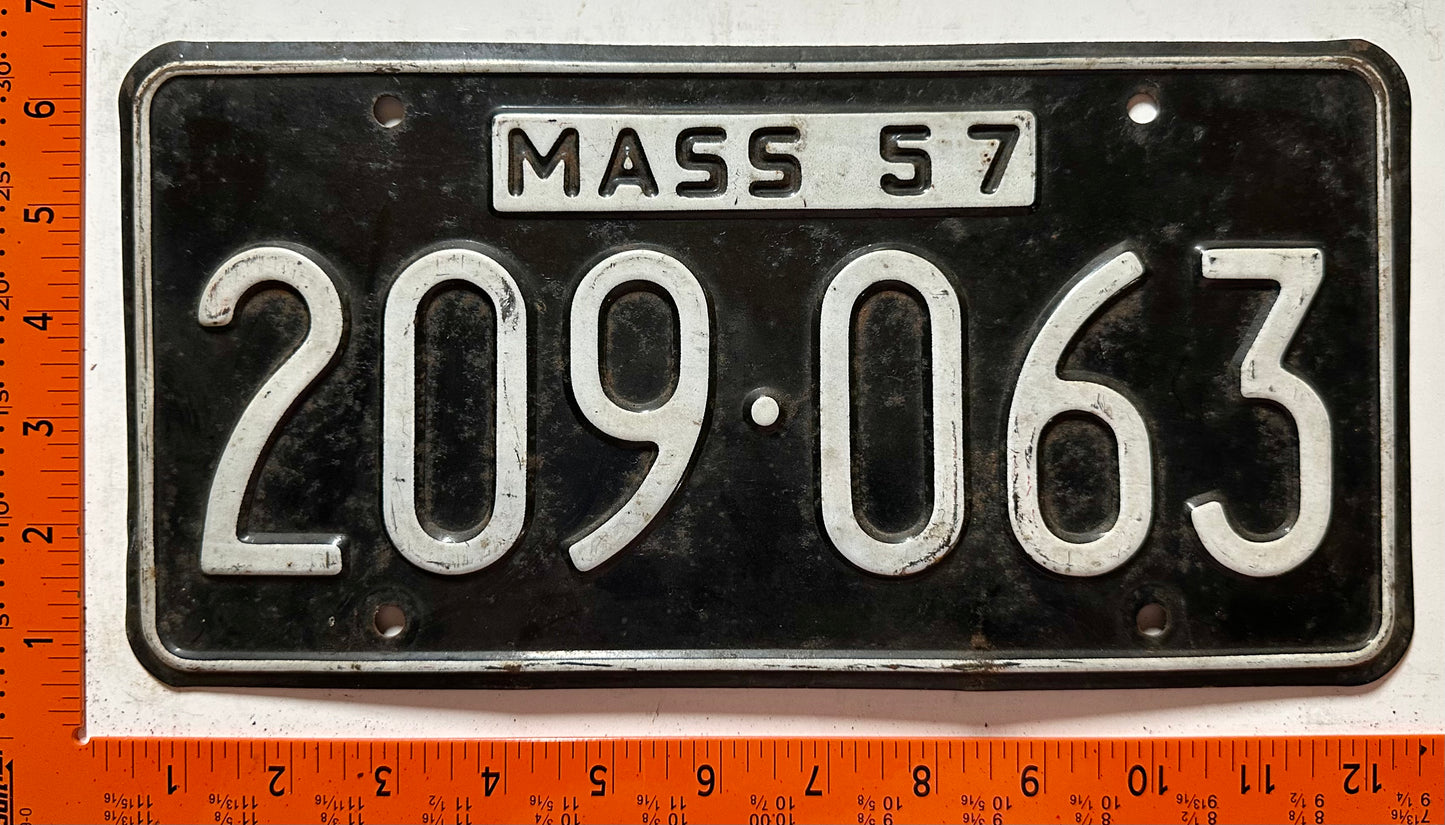 1957 Massachusetts #209-063 Passenger License Plate
