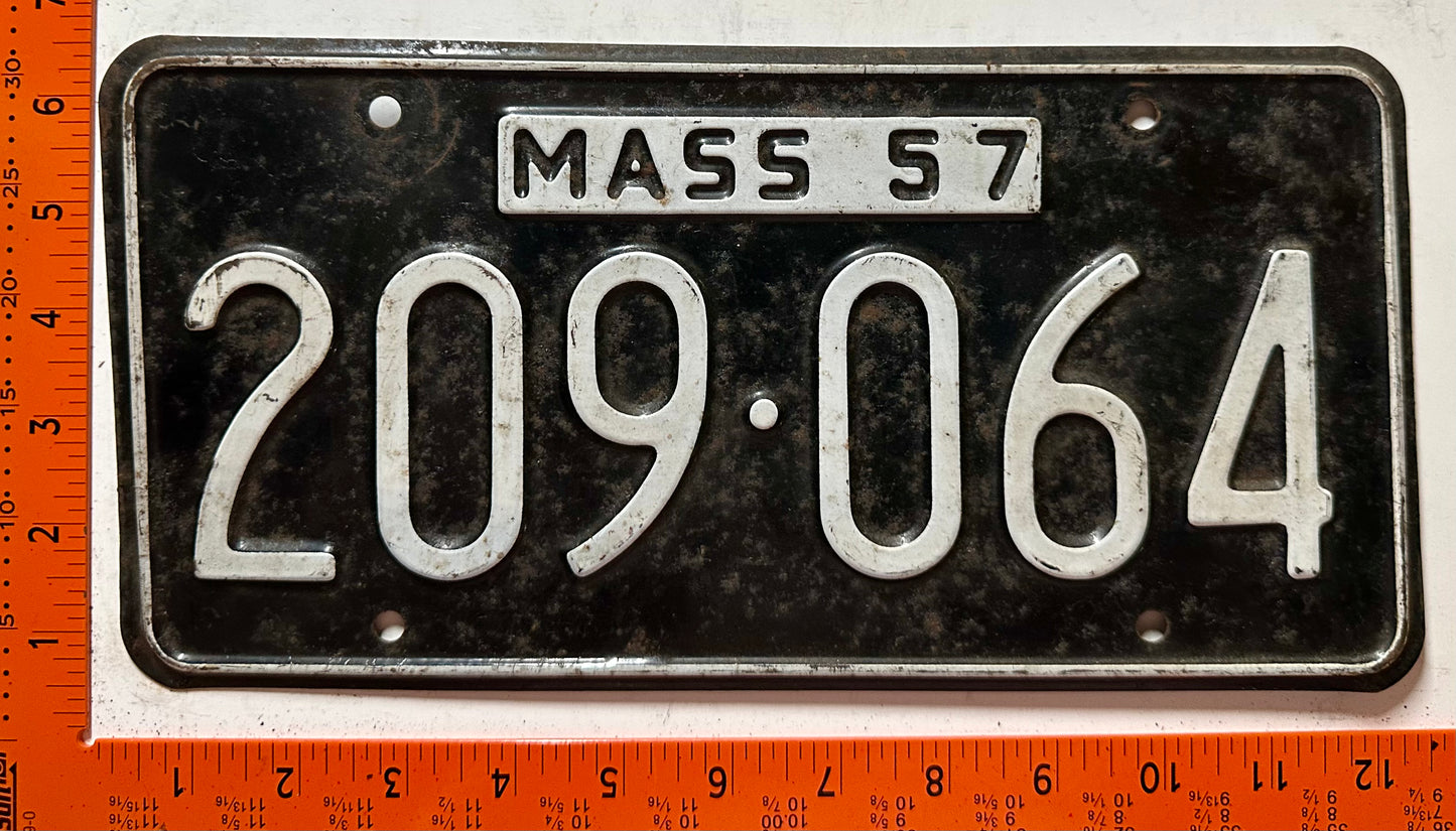 1957 Massachusetts #209-064 Passenger License Plate