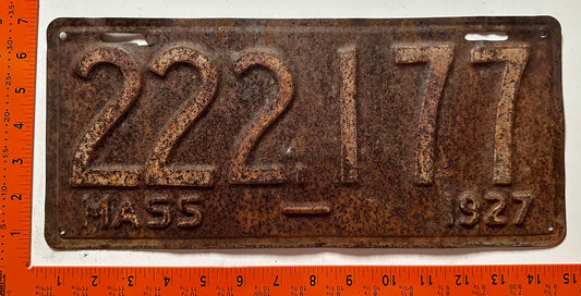 1927 Massachusetts #222,177 Passenger License Plate