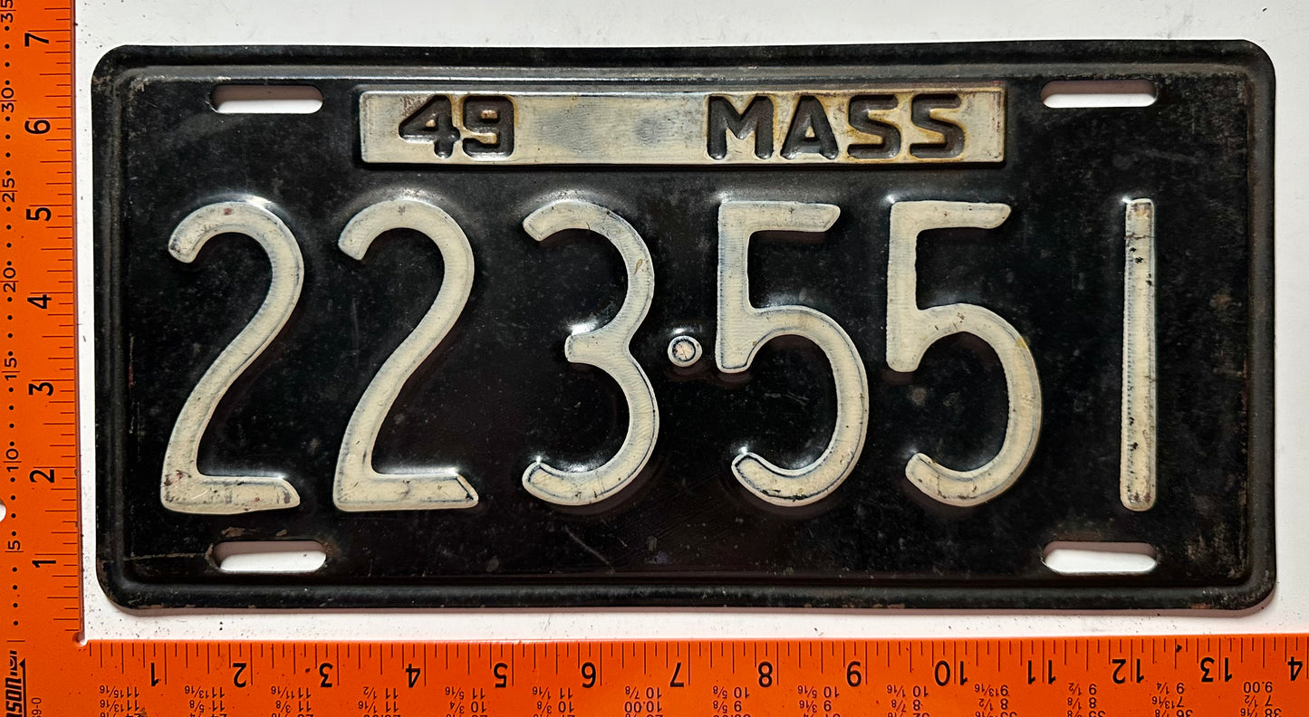 1949 Massachusetts #223-551 Passenger License Plate