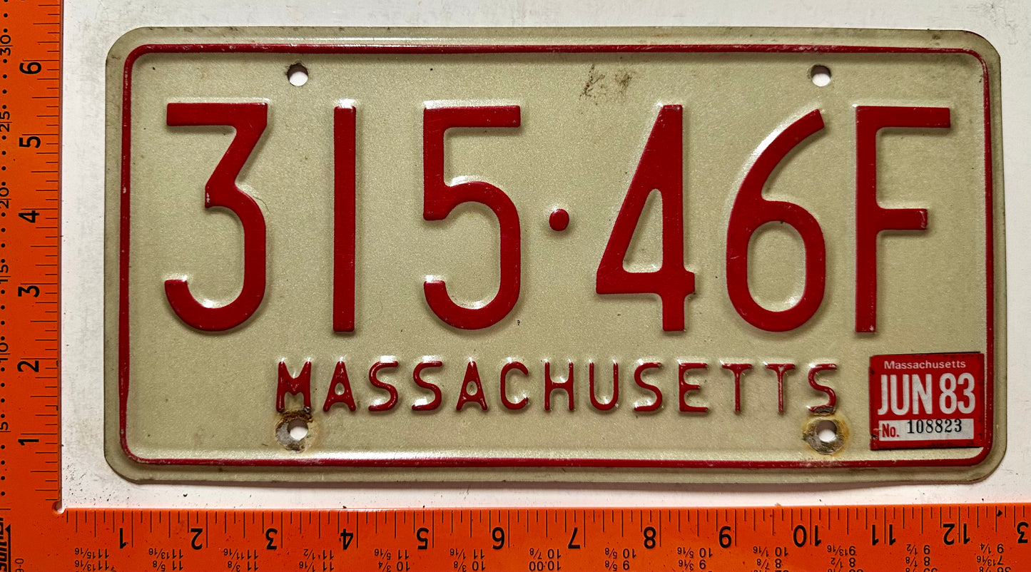 1983 Massachusetts #315-46F Passenger License Plate