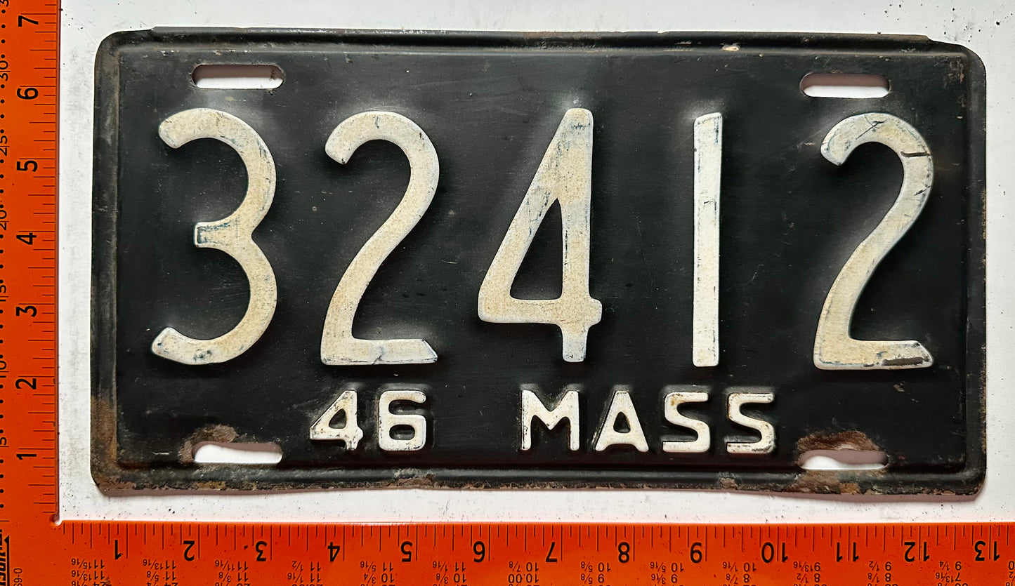 1946 Massachusetts #32412 Passenger License Plate