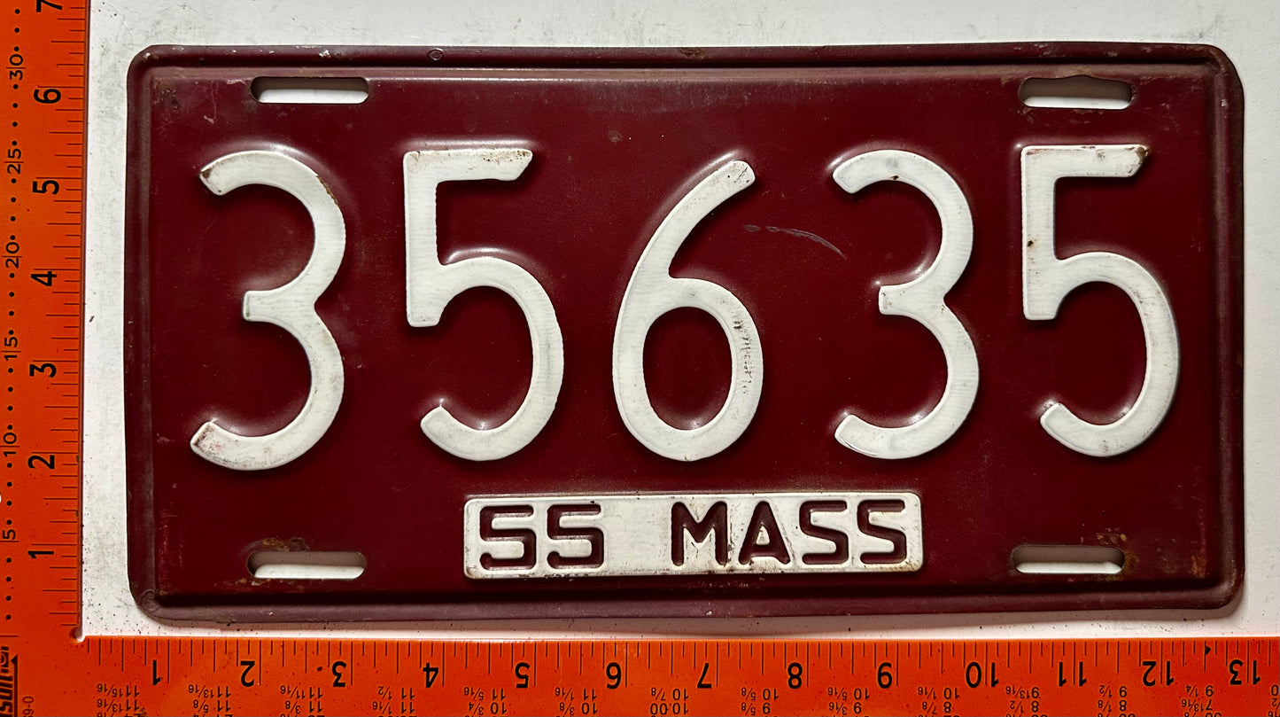 1955 Massachusetts #35635 Passenger License Plate