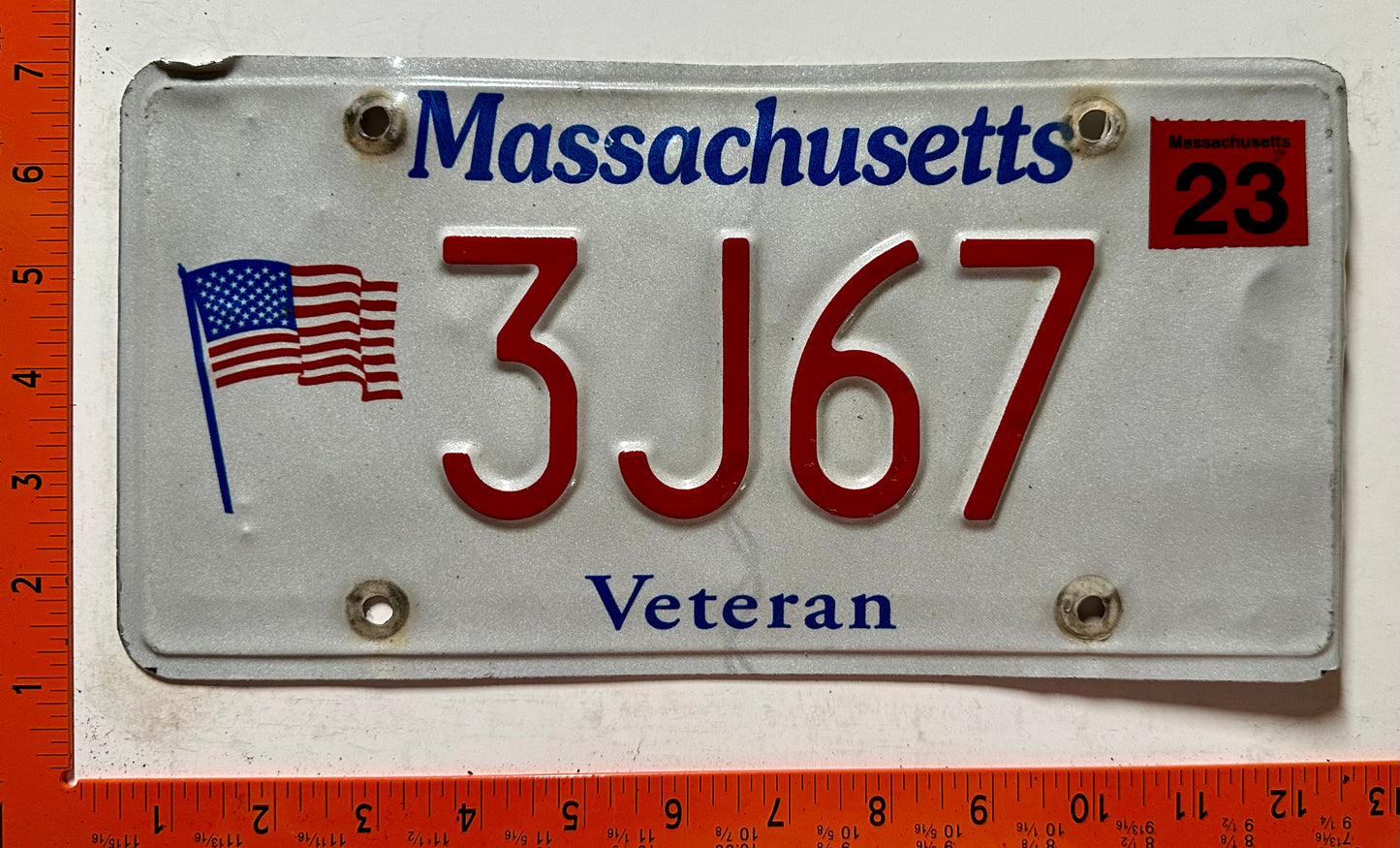 2023 Massachusetts #3J67 Veteran License Plate