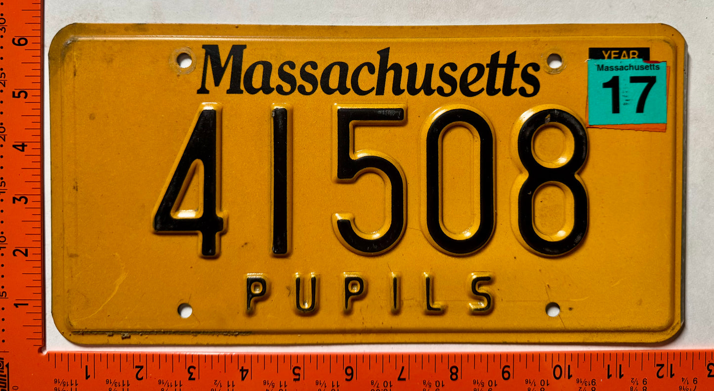 2017 Massachusetts #41508 Pupils License Plate