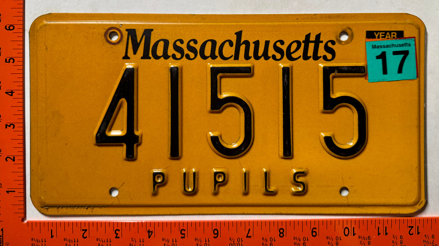 2017 Massachusetts #41515 Pupils License Plate