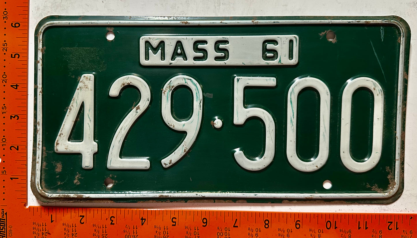 1961 Massachusetts #429-500 Passenger License Plate