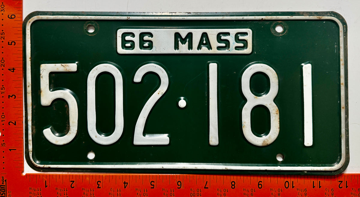 1966 Massachusetts #502-181 Passenger License Plate