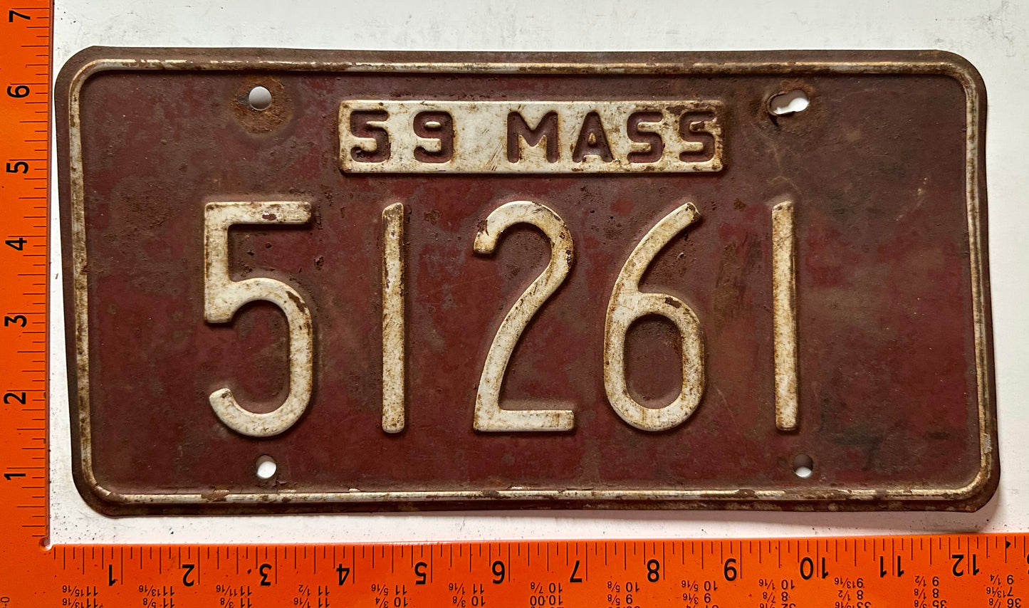 1959 Massachusetts #51261 Passenger License Plate