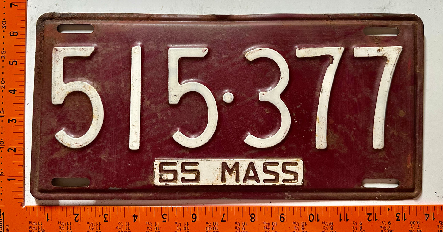 1955 Massachusetts #515-377 Passenger License Plate