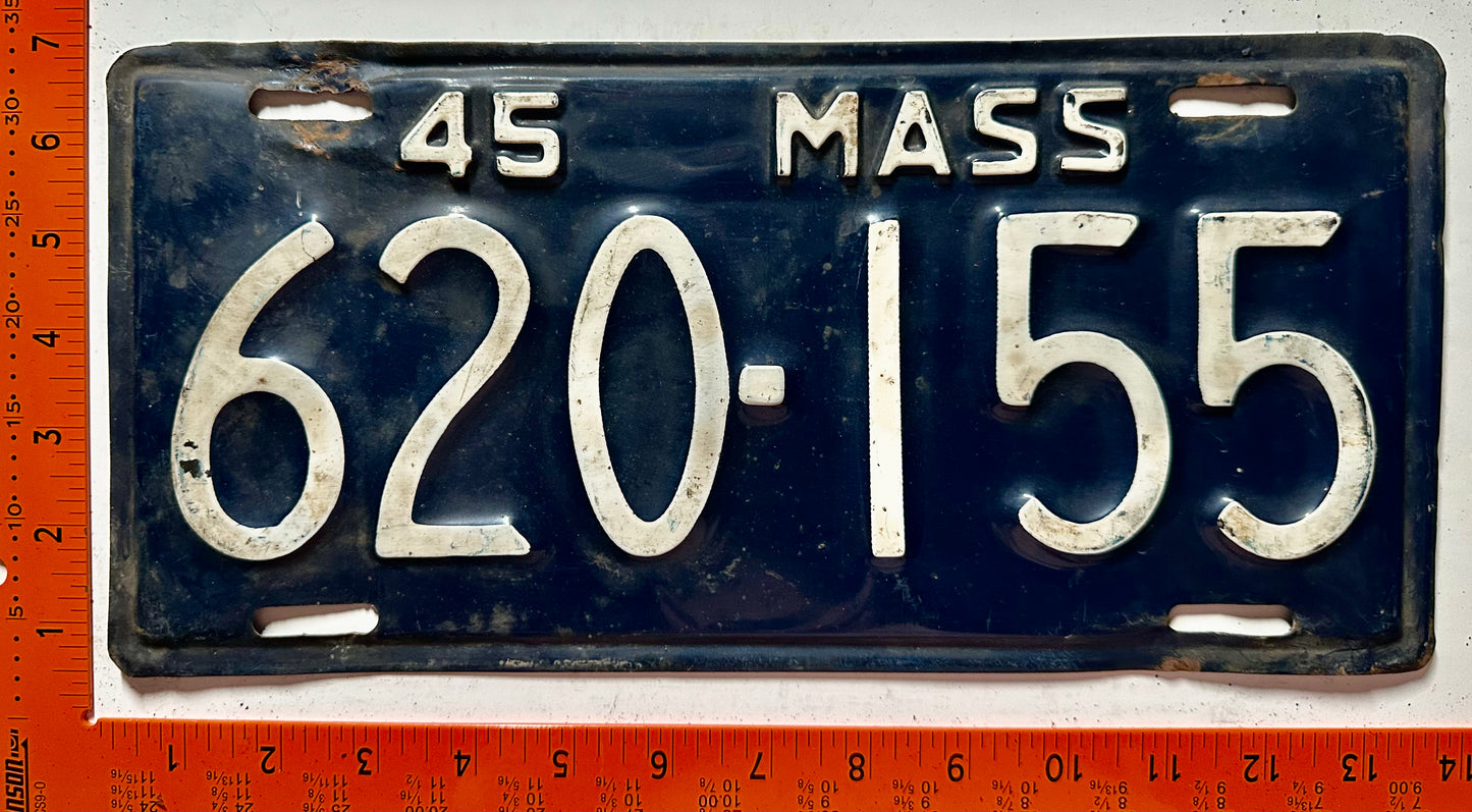 1945 Massachusetts #620-155 Passenger License Plate