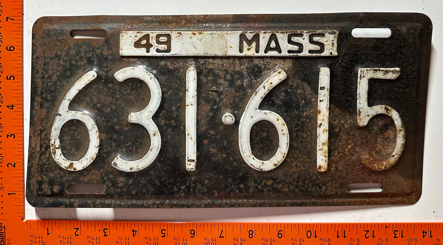 1949 Massachusetts #631-615 Passenger License Plate