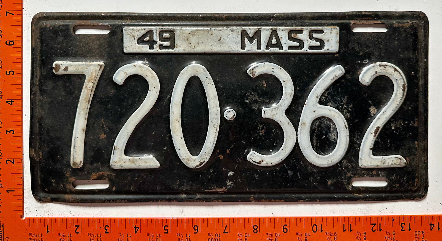 1949 Massachusetts #720-362 Passenger License Plate