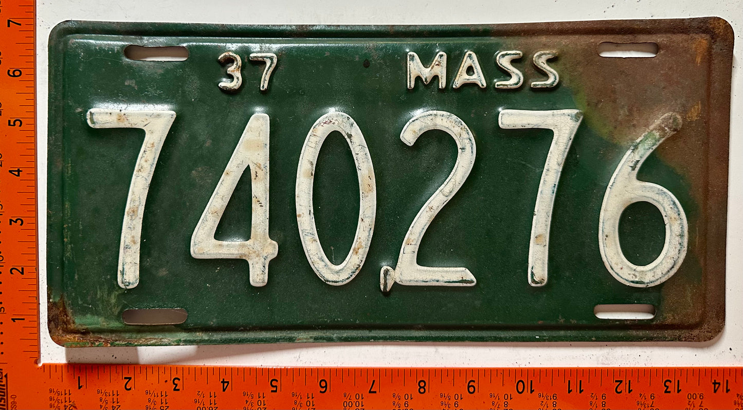 1937 Massachusetts #740,276 Passenger License Plate