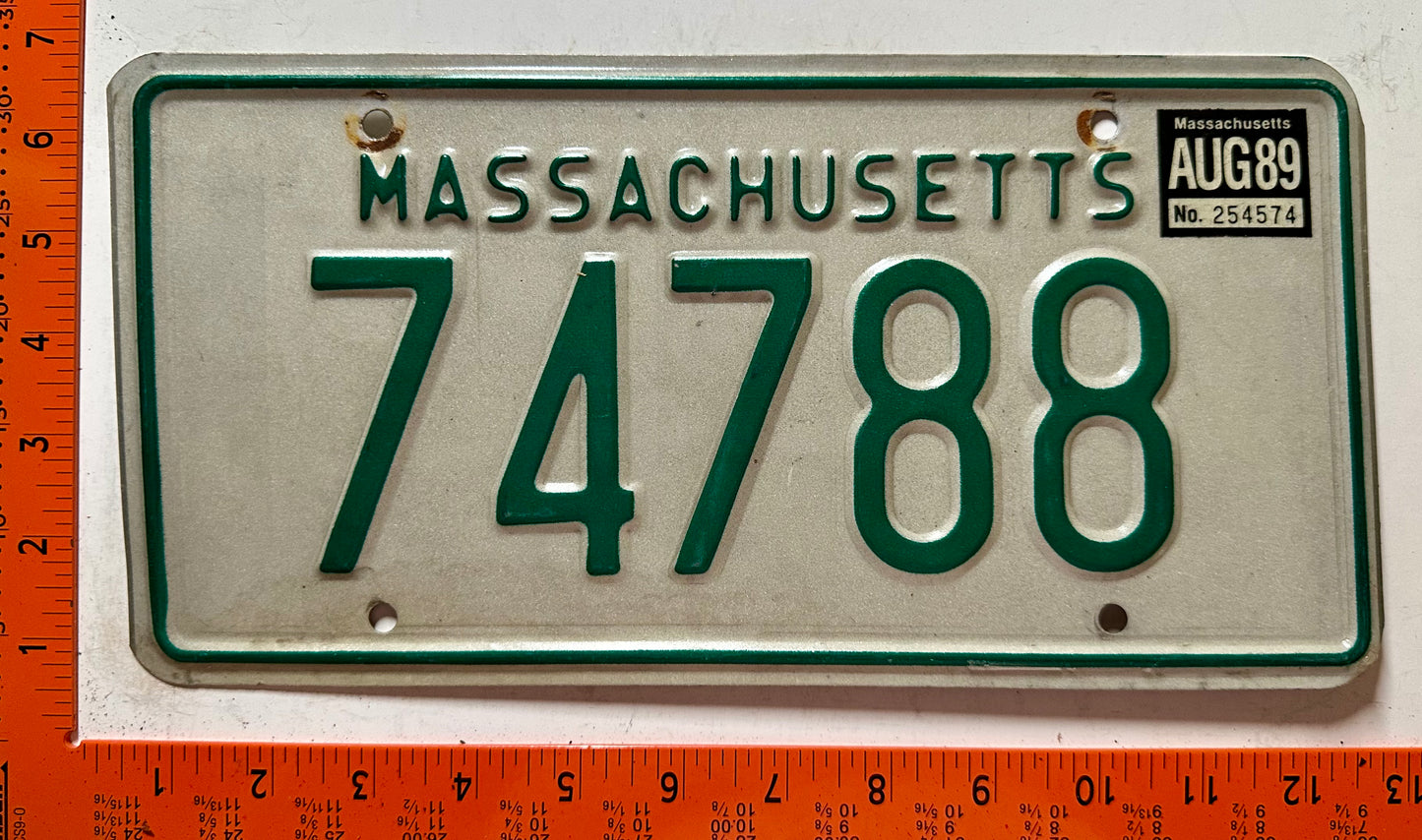 1989 Massachusetts #74788 Passenger License Plate