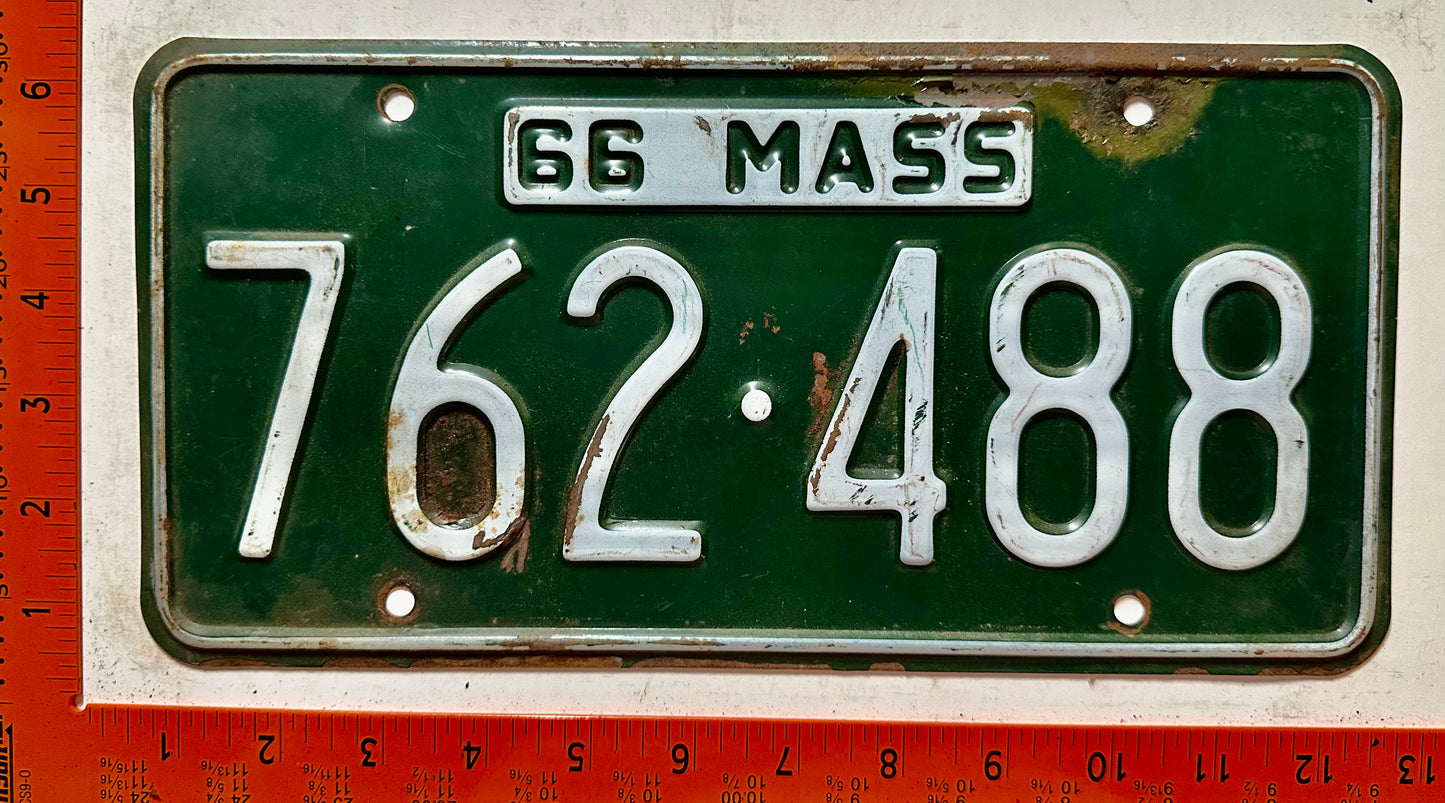 1966 Massachusetts #762-488 Passenger License Plate