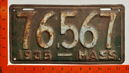 1935 Massachusetts #76,567 Passenger License Plate