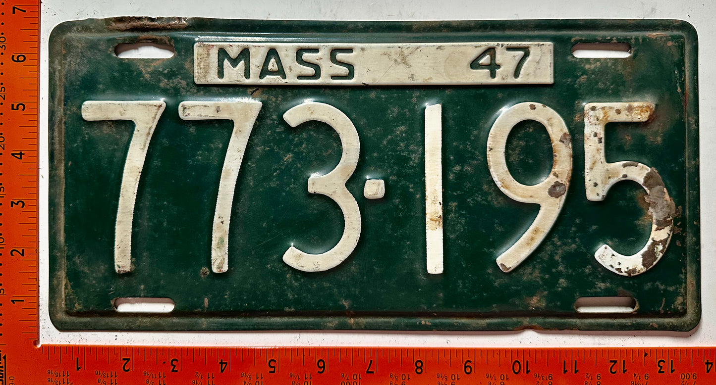 1947 Massachusetts #773-195 Passenger License Plate